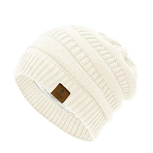 Durio Mütze Kinder Wintermütze Fleece Innenfutter Warm Strickmütze Jungen Mädchen Kindermütze Einheitsgröße von Durio