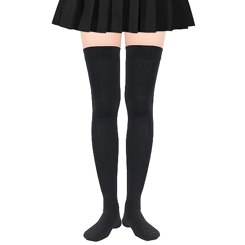 Durio Overknee strümpfe damen Warme Extra lang socken thigh highs femboy outfit overknees stiefel halterlose strümpfe sexy schuluniform mädchen Schwarz Einheitsgröße von Durio