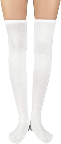 Durio Overknee strümpfe damen Warme Extra lang socken thigh highs femboy outfit overknees stiefel halterlose strümpfe sexy schuluniform mädchen Weiß Einheitsgröße von Durio