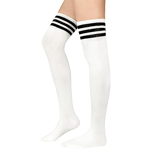 Durio Overknee strümpfe damen Warme Extra lang socken thigh highs femboy outfit overknees stiefel halterlose strümpfe sexy schuluniform mädchen Weiß und Schwarz Streifen Einheitsgröße Durio Overknee strümpfe damen Warme Extra lang socken thigh highs femboy outfit overknees stiefel halterlose strümpfe sexy schuluniform mädchen Weiß und Schwarz Streifen Einheitsgröße von Durio