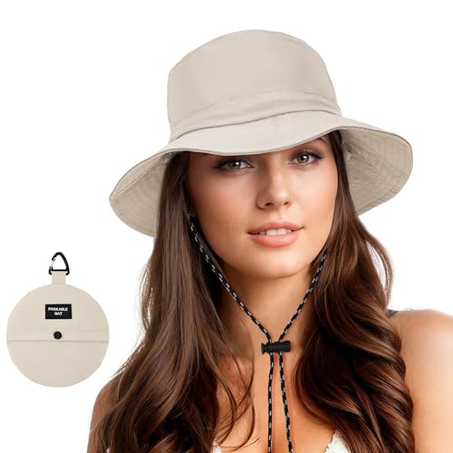 Durio Sonnenhut Damen Fischerhut Anglerhut Bucket Hat Regenhut Damen Wasserdicht Herren Faltbar Tragbar Outdoor Sommerhut Hellkhaki von Durio