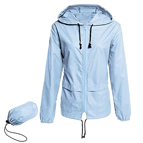 Durio Regenjacke Damen Windjacke Damen leicht Windbreaker Damen Wasserdicht Atmungsaktiv Wanderjacke Damen Geeignet für Wandern, Camping, Laufen und Radfahren Blau 2XL von Durio