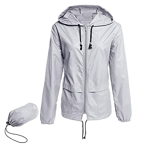 Durio Regenjacke Damen Windjacke Damen leicht Windbreaker Damen Wasserdicht Atmungsaktiv Wanderjacke Damen Geeignet für Wandern, Camping, Laufen und Radfahren Grau 2XL von Durio