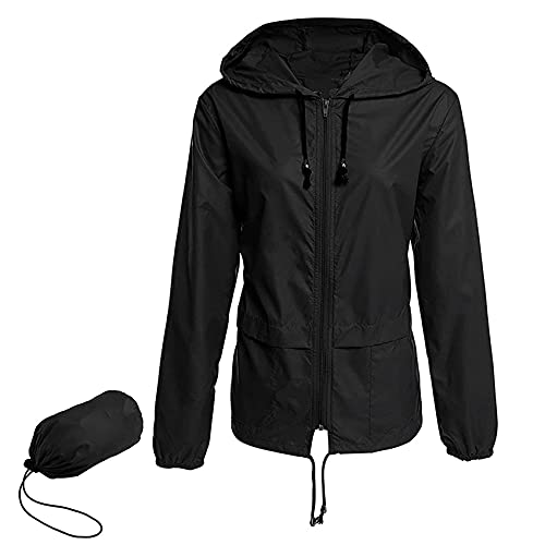 Durio Regenjacke Damen Windjacke Damen leicht Windbreaker Damen Wasserdicht Atmungsaktiv Wanderjacke Damen Geeignet für Wandern, Camping, Laufen und Radfahren Schwarz 3XL von Durio