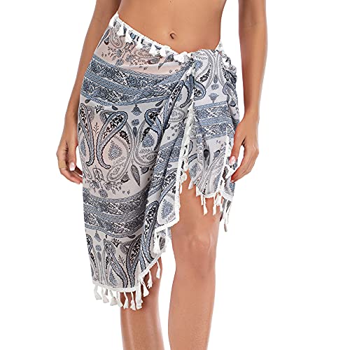 Durio Sarong Damen Pareos Sommer Strandkleider Chiffon Cover up Strandponcho Wickelrock Blumen von Durio