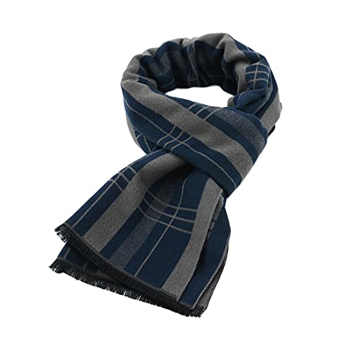 Durio Schal Herren Warm und Weiche Winterschal Herrenschal Gestrickt Plaid Winter Lange Schals XY008-Hellblau Einheitsgröße von Durio