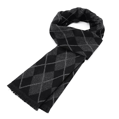 Durio Schal Herren Warm und Weiche Winterschal Herrenschal Gestrickt Plaid Winter Lange Schals XY543-Schwarz Grau Einheitsgröße von Durio