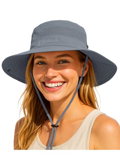 Durio Sonnenhut Damen und Herren - Outdoor Sommer Wanderhut UPF 50+ UV-Schutz Bucket Cap mit Kinnriemen Fischerhut Safarihut Faltbar Mesh Breite Krempe Campinghut von Durio