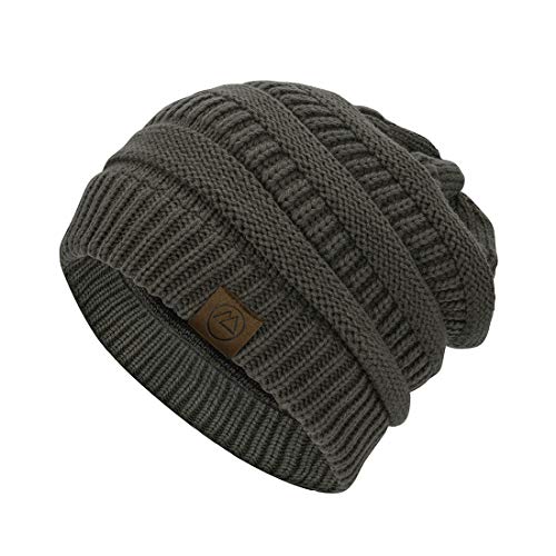 Durio Strickmütze Damen Mütze für Frauen Wintermütze Beanie Mütze Grobstrick Mütze Weich Dunkelgrau von Durio