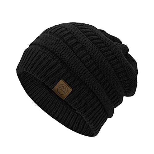 Durio Strickmütze Damen Mütze für Frauen Wintermütze Beanie Mütze Grobstrick Mütze Weich Schwarz von Durio