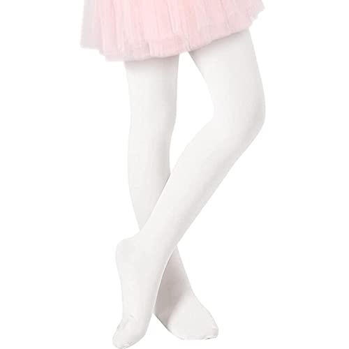 Durio Strumpfhose Mädchen Elastisch Babystrumpfhose Ballettstrumpfhose Tanzstrumpfhose Anti-Rutsch Weiß 3-6 Jahre (Tag Size M) von Durio