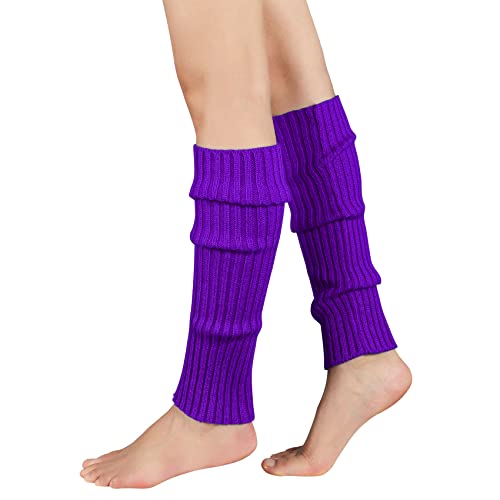 Durio Stulpen Damen Extra Warm Beinwärmer Winter Strick Häkelarbeit Legwarmers Verdicken Stricken Beinstulpen Damen Lila Einheitsgröße von Durio