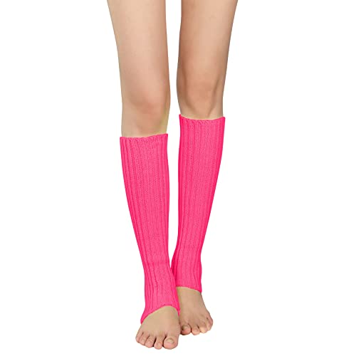 Durio Stulpen Damen Extra Warm Beinwärmer Winter Strick Häkelarbeit Legwarmers Verdicken Stricken Beinstulpen Damen Rosa Einheitsgröße von Durio