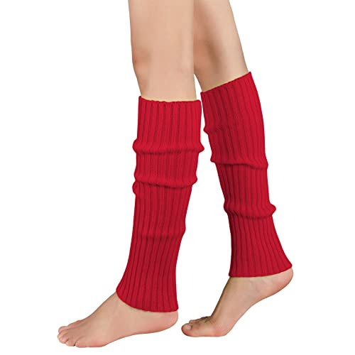 Durio Stulpen Damen Extra Warm Beinwärmer Winter Strick Häkelarbeit Legwarmers Verdicken Stricken Beinstulpen Damen Rot Einheitsgröße von Durio