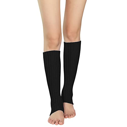Durio Stulpen Damen Extra Warm Beinwärmer Winter Strick Häkelarbeit Legwarmers Verdicken Stricken Beinstulpen Damen Schwarz Einheitsgröße von Durio