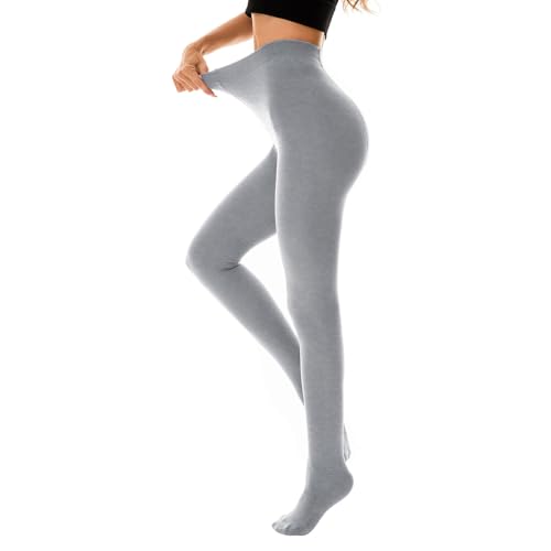 Durio Thermo Strumpfhose Damen Winter Extra Warm Strumpfhosen Damen Gefütterte Strumpfhose Thermo Leggins für Damen Hellgrau Einheitsgröße von Durio