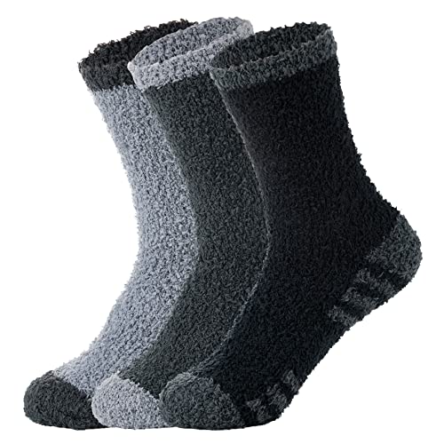 Durio Thermosocken Herren Wintersocken extra Warm Kuschelsocken Stoppersocken Herren Warme Haussocken für Männer 3 Paare Grau,Dunkelgrau u. Schwarz von Durio