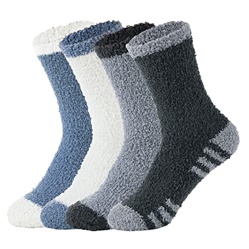 Durio Thermosocken Herren Wintersocken extra Warm Kuschelsocken Stoppersocken Herren Warme Haussocken für Männer 4 Paare Blau,Weiß,Grau u. Dunkelgrau von Durio