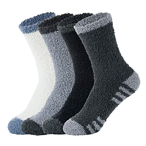 Durio Thermosocken Herren Wintersocken extra Warm Kuschelsocken Stoppersocken Herren Warme Haussocken für Männer 4 Paare Weiß,Grau,Schwarz u. Dunkelgrau von Durio