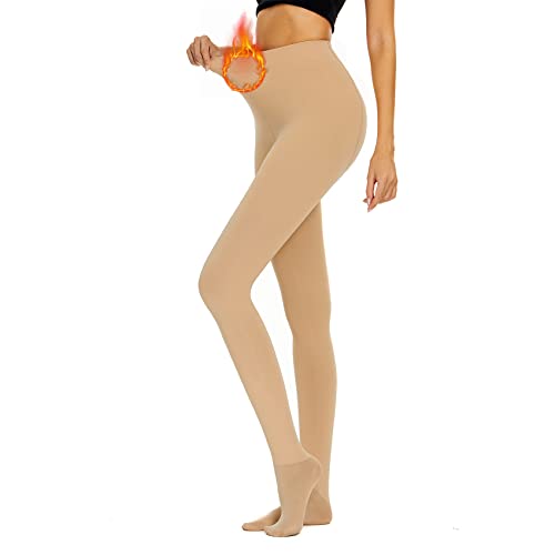 Durio Thermo Strumpfhose Damen Dicke Plüschstrümpfe Gefütterte Strumpfhose Damen Thermo Leggings Damen Fleece Pantyhose Strumpfhosen Damen Winter Hautfarbe-2 M von Durio