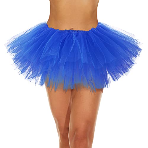 Durio Karneval Kostüm Tutu Rock Tüllrock 50er Vintage Unterrock Kurze Ballet Tanzrock Petticoat für Karneval Party Blau Einheitsgröße von Durio