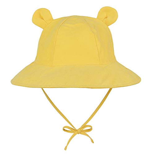 Durio Unisex Baby Kleinkinder Sonnenhut Kappe Mütze Fischerhut Strandhut Kinder Baby Mädchen Jungen Sommerhut UV Schutz UPF 50+ Gelb 3-6 Monate von Durio