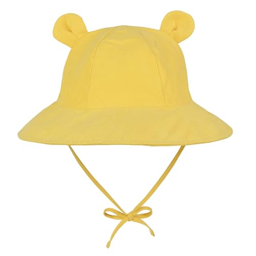 Durio Unisex Baby Kleinkinder Sonnenhut Kappe Mütze Fischerhut Strandhut Kinder Baby Mädchen Jungen Sommerhut UV Schutz UPF 50+ Gelb 4-8 Jahre von Durio