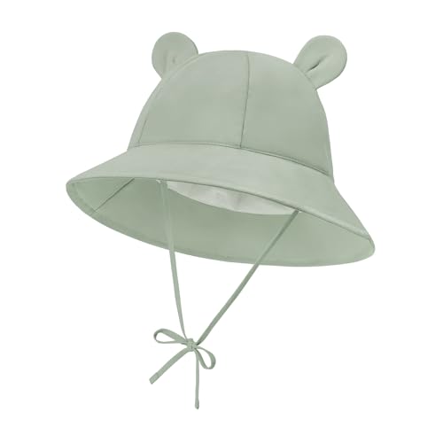 Durio Unisex Baby Kleinkinder Sonnenhut Kappe Mütze Fischerhut Strandhut Kinder Baby Mädchen Jungen Sommerhut UV Schutz UPF 50+ Grün 4-8 Jahre von Durio