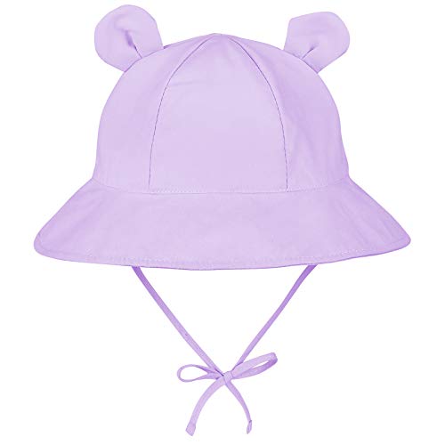 Durio Unisex Baby Kleinkinder Sonnenhut Kappe Mütze Fischerhut Strandhut Kinder Baby Mädchen Jungen Sommerhut UV Schutz UPF 50+ Lila 3-6 Monate von Durio