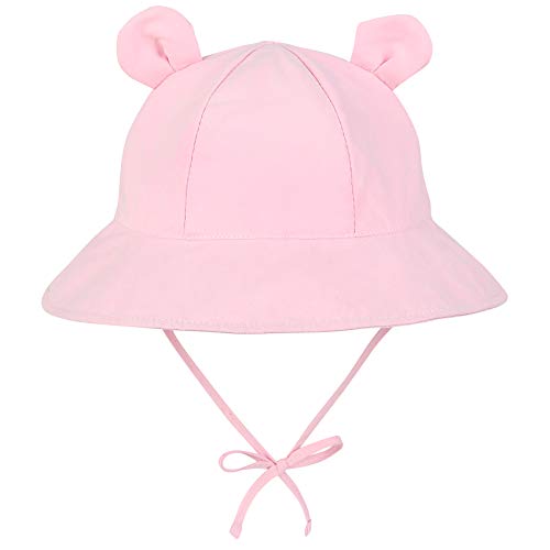 Durio Unisex Baby Kleinkinder Sonnenhut Kappe Mütze Fischerhut Strandhut Kinder Baby Mädchen Jungen Sommerhut UV Schutz UPF 50+ Pink 3-6 Monate von Durio