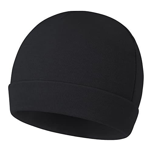 Durio Unisex Baumwoll Baby Mütze Erstlingsmützen für Neugeborene Slouch Beanie Jungen Mädchen für 0-6 Monate Schwarz von Durio