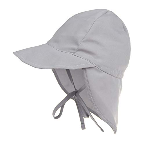 Durio Unisex Schirmmütze Kinder mit Nackenschutz Baby Sonnenhut UV SPF50+ mit Bindebänder Kleinkind Sommermütze Grau 3 Monate-18 Monate von Durio