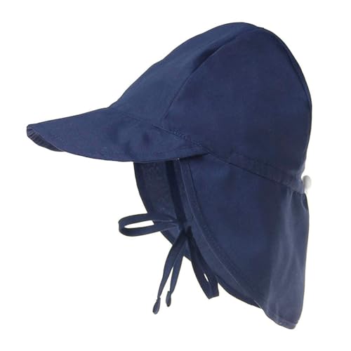 Durio Unisex Schirmmütze Kinder mit Nackenschutz Baby Sonnenhut UV SPF50+ mit Bindebänder Kleinkind Sommermütze Marineblau 3 Monate-18 Monate von Durio