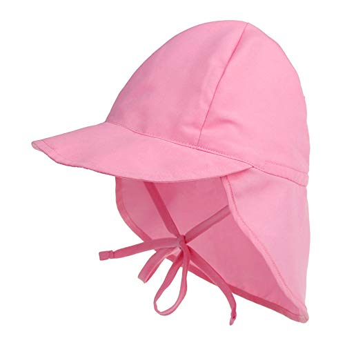 Durio Unisex Schirmmütze Kinder mit Nackenschutz Baby Sonnenhut UV SPF50+ mit Bindebänder Kleinkind Sommermütze Rosa 3 Monate-18 Monate von Durio