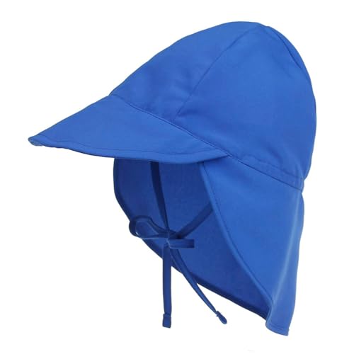 Durio Unisex Schirmmütze Kinder mit Nackenschutz Baby Sonnenhut UV SPF50+ mit Bindebänder Kleinkind Sommermütze saphirblau 2 Jahre-5 Jahre von Durio