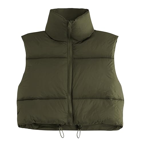 Durio Winter Weste Damen Leicht Stehkragen Weste Steppweste Damen mit Reißverschluss Armeegrün L von Durio