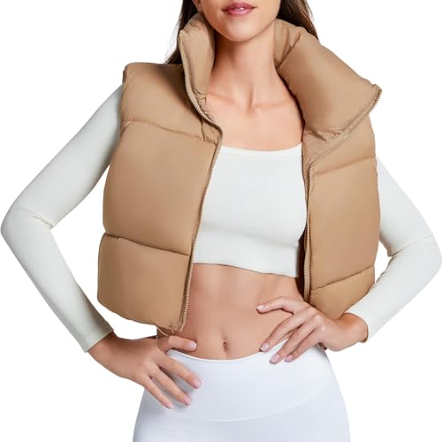 Durio Winter Weste Damen Leicht Stehkragen Weste Steppweste Damen mit Reißverschluss Khaki XL von Durio