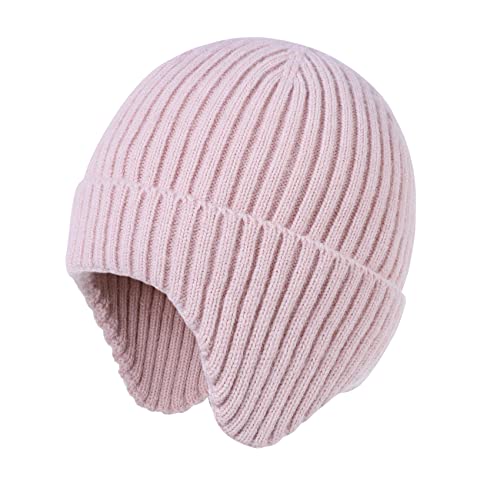 Durio Wintermütze mit Ohrenklappen für Jungen und Mädchen Strickmütze Earflap Beanie Unisex Rosa 0-2 Jahre (Tag Size S) von Durio