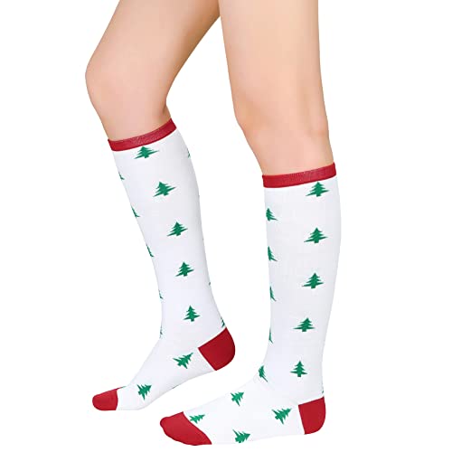 Durio kniestrümpfe Damen streifen Lange Strümpfe warme Winter Hohe socken Bunt Gestreift Knee high socks Mehrfarbig lange socken Weihnachtsbaum Einheitsgröße von Durio