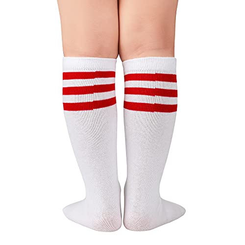 Durio kniestrümpfe kinder Gestreifte Socken schulkind socken Wurzellose Socken sind für Kinder leicht anzuziehen Kinder im Alter von 3-5 Jahren Weiß und rot gestreift Einheitsgröße von Durio