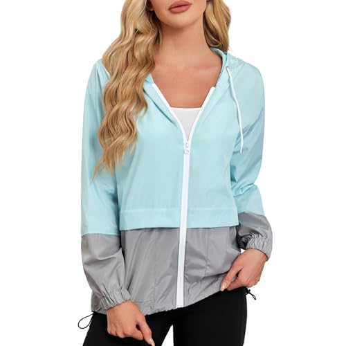 Regenjacke Damen Skijacke Damen Mantel Damen Regenmantel Damen Softshelljacke Damen Wasserdicht Atmungsaktiv Regenmantel Damen Wasserdicht Sportjacke Damen Regenjacke Damen Wasserdicht Blau XXL von Durio