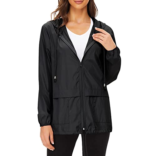 Regenjacke Damen Skijacke Damen Mantel Damen Regenmantel Damen Softshelljacke Damen Wasserdicht Atmungsaktiv Regenmantel Damen Wasserdicht Sportjacke Damen Regenjacke Damen Wasserdicht Schwarz XXXL von Durio