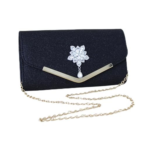 Duroecsain Abendtasche für Damen – Handtaschen für Hochzeit – Magnetverschluss – Handtasche mit Schulterriemen elegant für Mädchen Freundin Schwester, Schwarz , Se référer au descriptif von Duroecsain