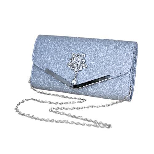 Duroecsain Abendtasche für Damen – Handtaschen für Hochzeit – Magnetverschluss – Handtasche mit Schulterriemen elegant für Mädchen Freundin Schwester, silber, Se référer au descriptif von Duroecsain