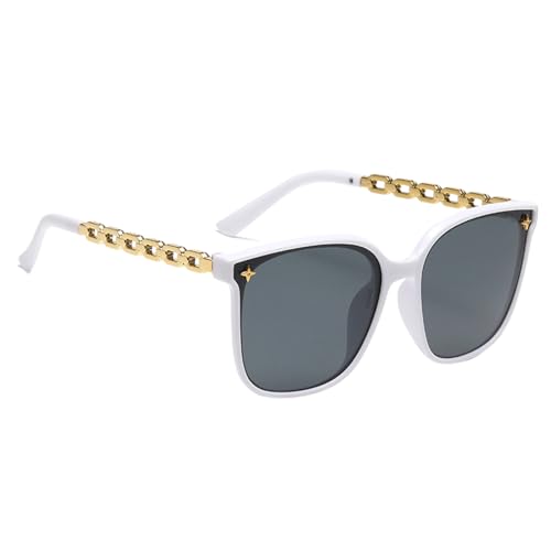 Damen-Sonnenbrille, bequemer Metallrahmen, leicht, UV-Schutz, für , Fahren, Festivals und Angeln – modischer Stil, Weißer Rahmen, schwarze und graue Teile, Se référer au descriptif Damen-Sonnenbrille, bequemer Metallrahmen, leicht, UV-Schutz, für , Fahren, Festivals und Angeln – modischer Stil, Weißer Rahmen, schwarze und graue Teile, Se référer au descriptif von Duroecsain