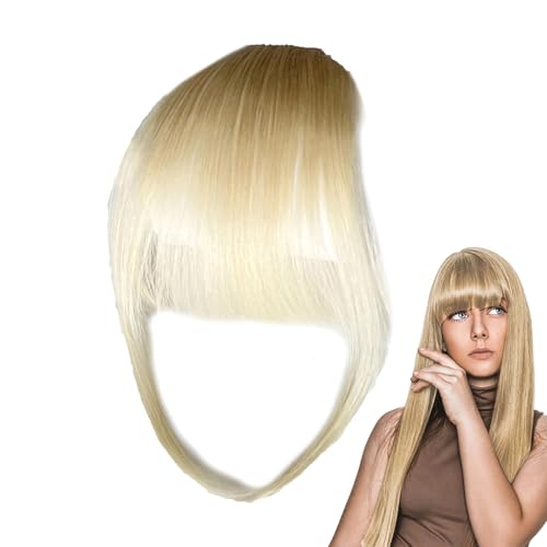 Duroecsain Echthaar-Pony-Clip,Wispy Bangs-Haarspange, Clip-In-Stirn-Pony für Damen mit menschlichem Pony, Girlfriend Sisters Bangs with Temples Alltägliche Haarverlängerungen für Fotografie, Dating von Duroecsain