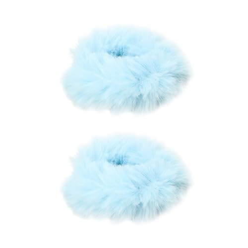Duroecsain Elastische flauschige Haargummis, künstliche Kaninchenfell-Haargummis, Pferdeschwanzhalter-Haarschmuck für Frauen Mädchen (2 Stück der gleichen Farbe) von Duroecsain