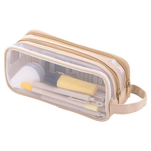 Duroecsain Federmäppchen Transparent Federtaschen Farbig Mäppchen Etui Stifte Groß Etui Schule Zippered Desk Organizer Schlamppermäppche Damen Herren Tasche Halter Schreibwaren von Duroecsain