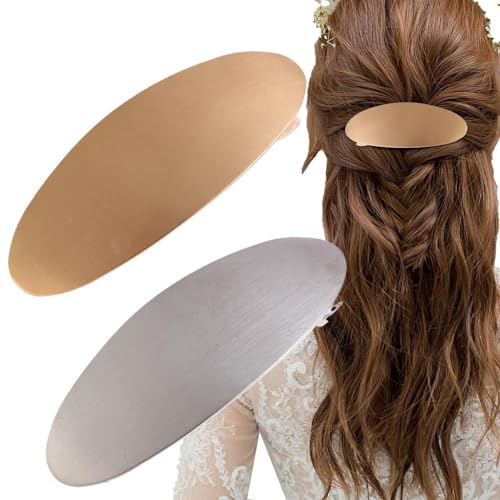 Duroecsain Französische Haarclips, flache Clips für dickes Haar | Metallspangen für die Hochzeit – Gesicht Oval Silber Metall French Hair Clips Clips Zubehör für Frauen und von Duroecsain