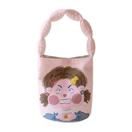 Duroecsain Große Einkaufstasche für Damen, Umhängetasche, große Kapazität, mit Cartoon-Mädchen-Design, bedruckte Hobo-Taschen für, Farbe: Rosa., Se référer au descriptif von Duroecsain
